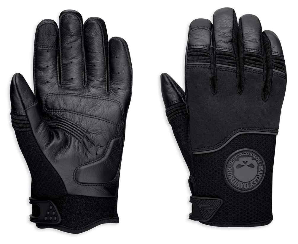 New Harley-Davidson® Authentic Men's Newhall Mixed Media Full-Finger Gloves, Black