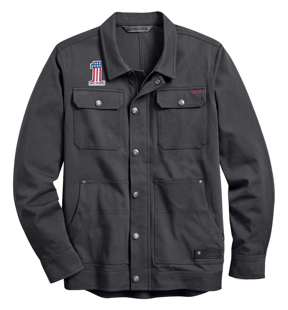 New Harley-Davidson® Authentic Men's #1 Stretch Slim Fit Casual Jacket - Asphalt