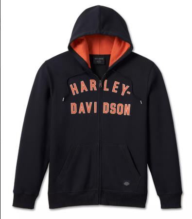 New Harley-Davidson® Authentic Men's Iron Bond Zip-Up Hoodie, Black