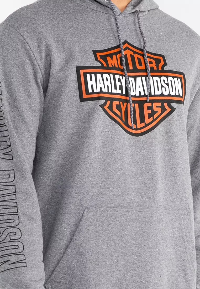New Harley-Davidson® Authentic Men's Hallmark B&S Pullover Hoodie, Heather Gray
