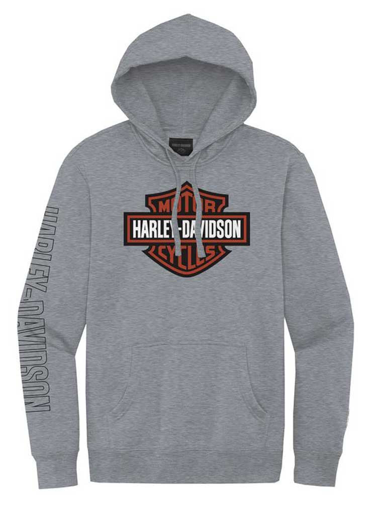 New Harley-Davidson® Authentic Men's Hallmark B&S Pullover Hoodie, Heather Gray
