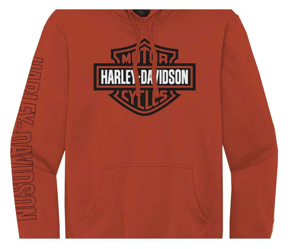 New Harley-Davidson® Authentic Men's Hallmark B&S Pullover Hoodie, Vintage Orange