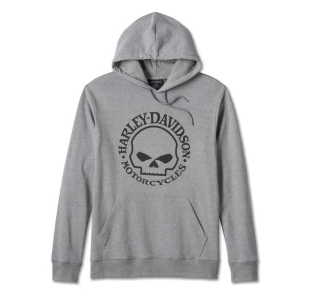 New Harley-Davidson® Authentic Men's Willie G Skull Pullover Fleece Hoodie - Gray