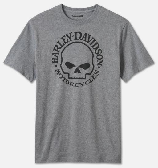 New Harley-Davidson® Authentic Men's Willie G Skull Short Sleeve Tee - Gray