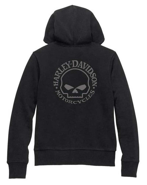 New Harley-Davidson® Authentic Women's Special Skull Zip Front Hoodie - Black