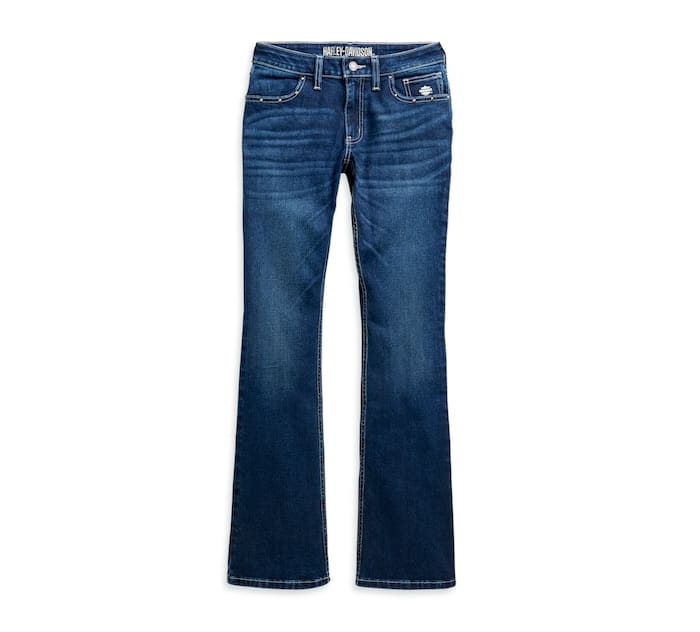 New Harley-Davidson® Authentic Women’s Curvy Performance Stretch Boot Cut Embellished Jeans