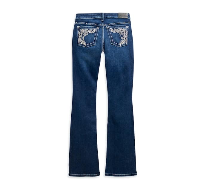 New Harley-Davidson® Authentic Women’s Curvy Performance Stretch Boot Cut Embellished Jeans