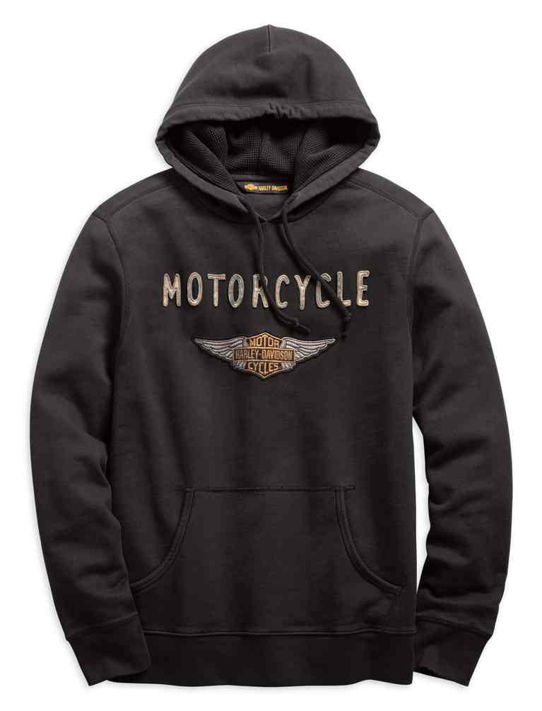 New Harley-Davidson® Authentic Men's Felt Patch Slim Fit Pullover Hoodie, Gray