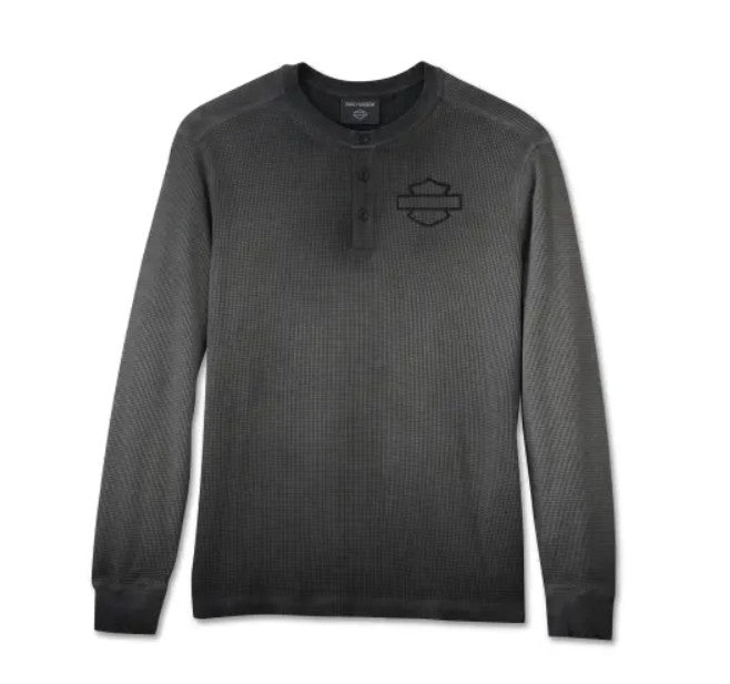 New Harley-Davidson® Authentic Henley Shirt Cowboy Rider Thermal in Grey