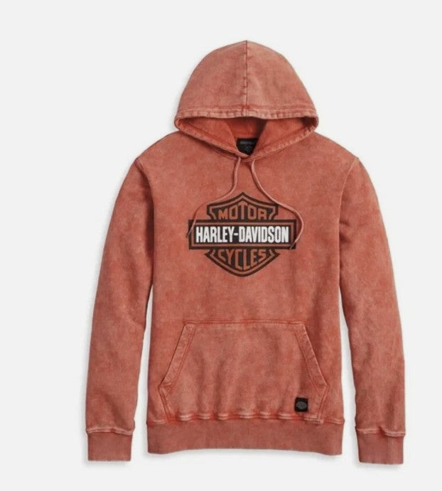 New Harley-Davidson® Authentic Men's Hoodie Orange Westcoast Bar & Shield