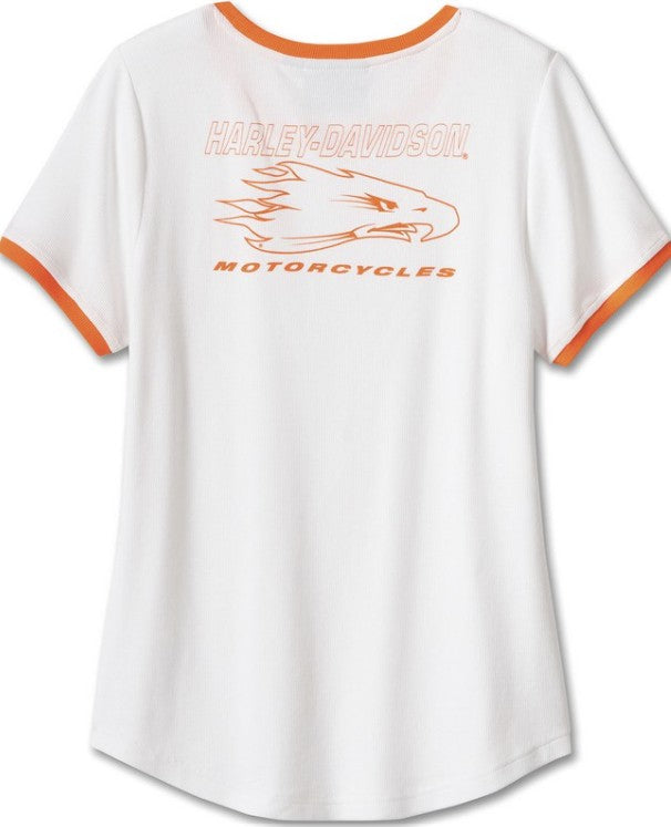 New Harley-Davidson® Authentic Woman's Screamin' Eagle Ringer Tee White